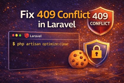 Fix 409 Conflict error in Laravel (cookies, cache, WAF)