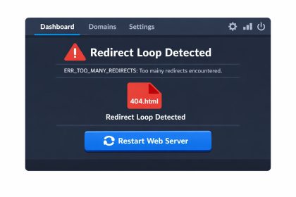 CyberPanel too many redirects Laravel error fixed by restarting LiteSpeed