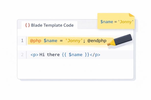 Set a variable in Laravel Blade using the @php directive