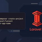 Install Laravel on Ubuntu — terminal with composer create-project command and Laravel red-pillar icon