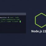 Install Node.js on Ubuntu — terminal with NodeSource setup_22.x curl command and Node.js hexagon icon
