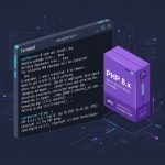 Install PHP on Ubuntu — terminal with apt install php command and stylized elephant icon