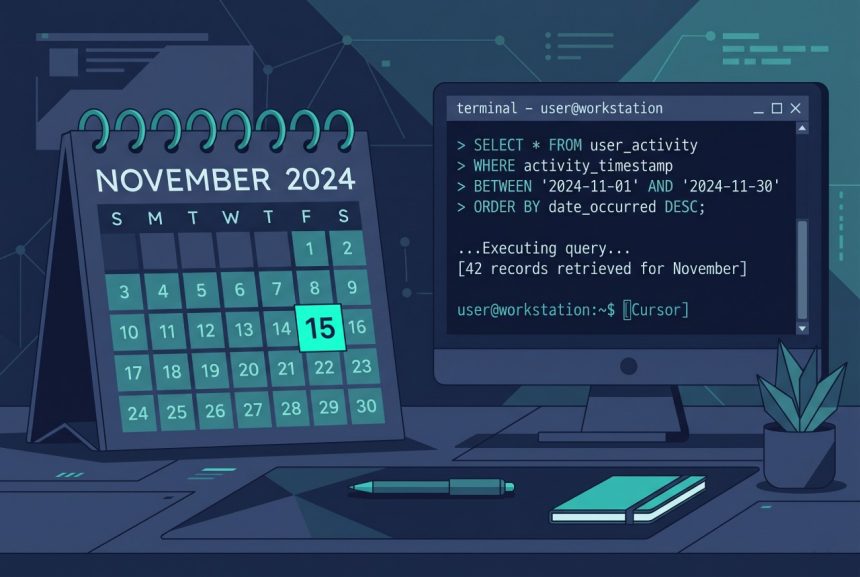Laravel Eloquent current month records — calendar and query builder illustration