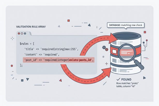 Laravel validator exists rule checking a post_id against the posts table