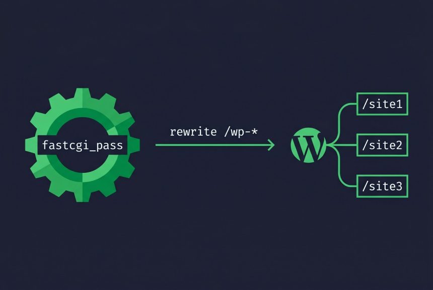 Configure WordPress multisite with subdirectories on Nginx — nginx gear + wordpress tree with subsite branches