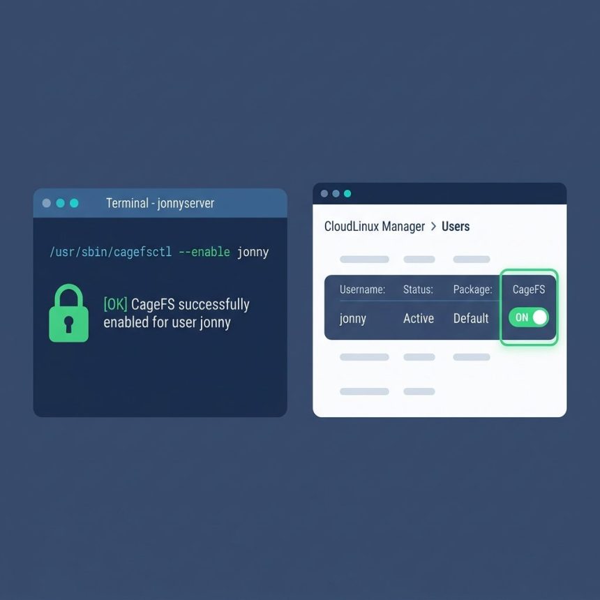 Enable CageFS for a user on CloudLinux — cagefsctl CLI and CloudLinux Manager