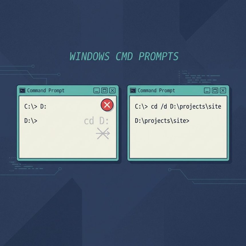cd to a different drive in Windows — D: vs cd /d D:path