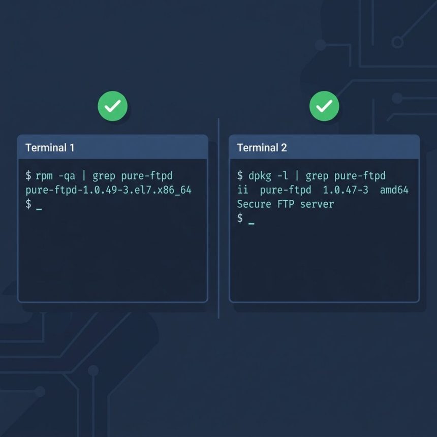 Check Pure-FTPd installed on Linux — rpm and dpkg package queries