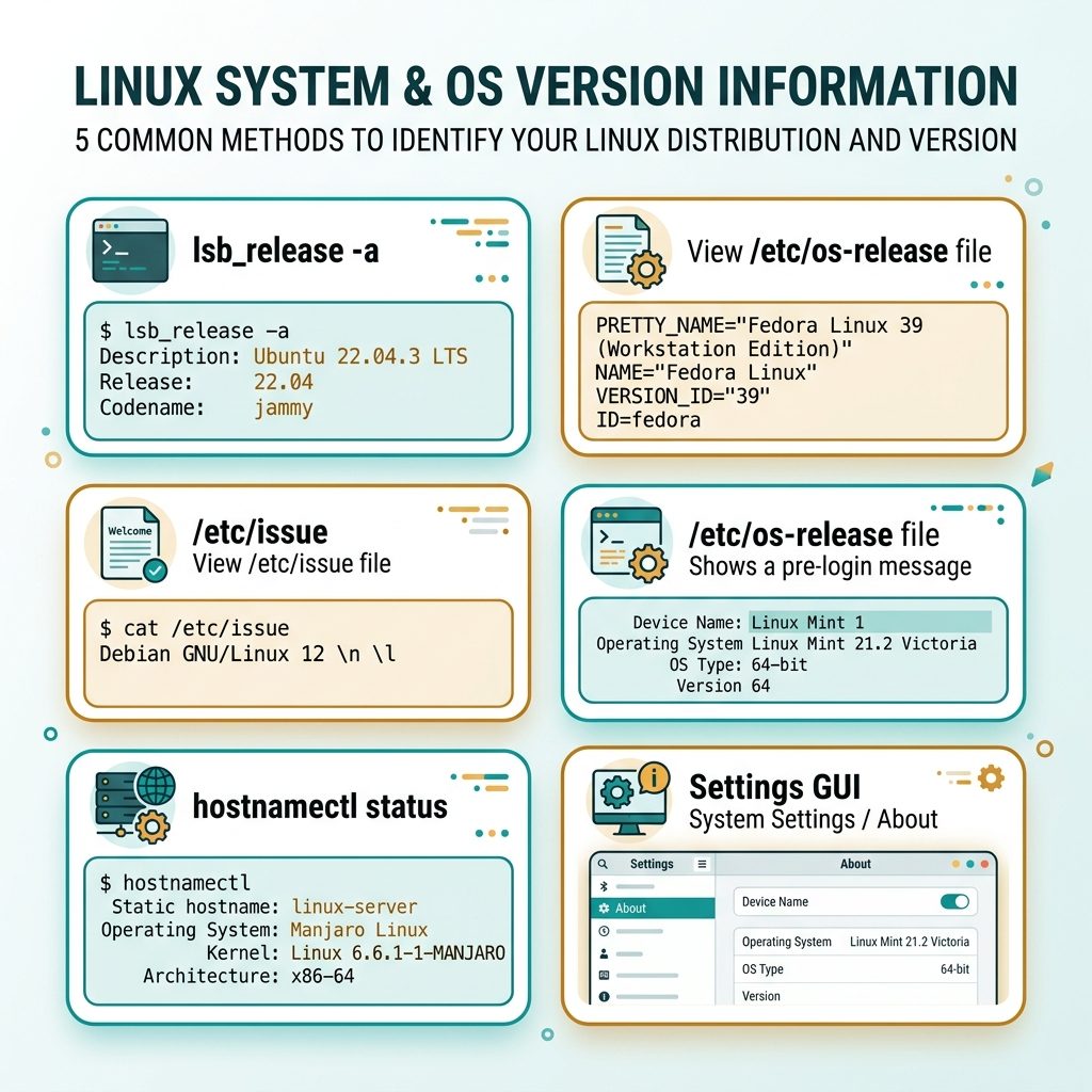 Check Ubuntu version — lsb_release, /etc/os-release, /etc/issue, hostnamectl, Settings GUI