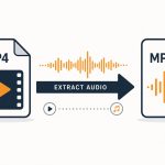 MP4 video file converting to an MP3 audio file with waveform
