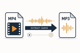 MP4 video file converting to an MP3 audio file with waveform
