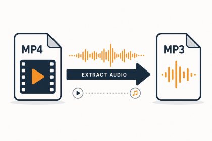 MP4 video file converting to an MP3 audio file with waveform