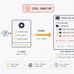 GitHub Actions workflow deploying Laravel to a VPS, zero-downtime symlink swap