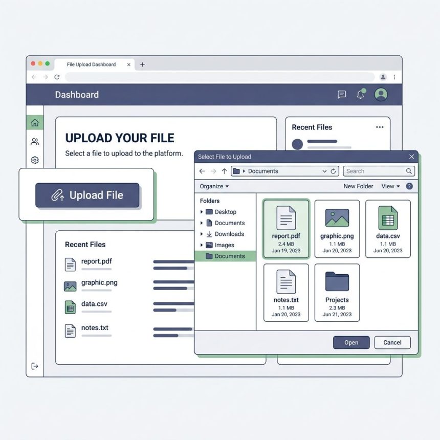 Open a file selection dialog from a button click