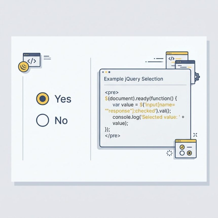 Get the selected radio button value with jQuery