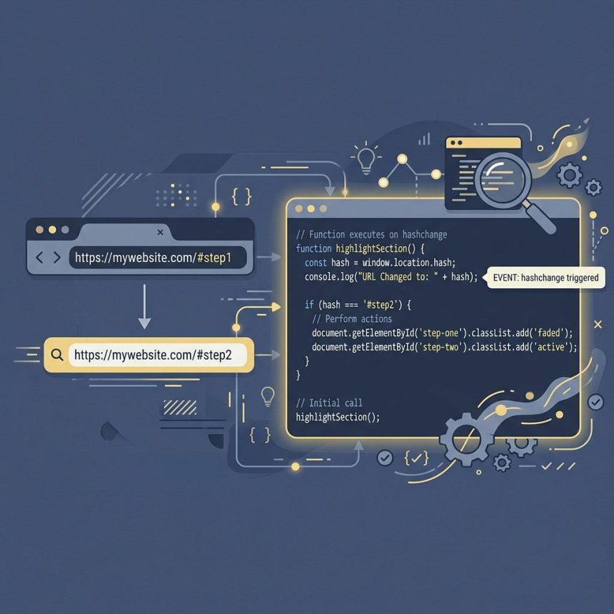 Run JS code on URL hash change with the hashchange event