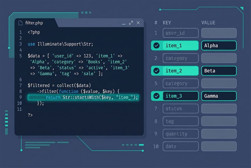 Laravel request inputs with prefix — filter request()->all() by Str::startsWith