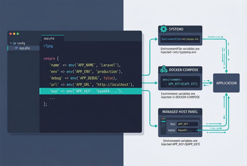 Laravel run without .env file — env() fallback in config/app.php