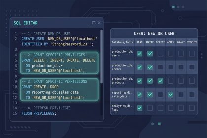 MySQL 8 create user and grant privileges on Ubuntu