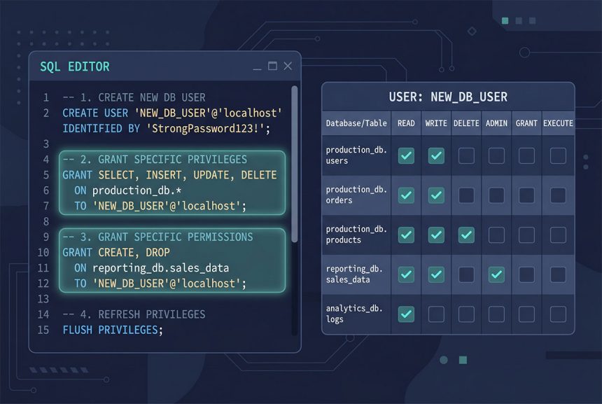 MySQL 8 create user and grant privileges on Ubuntu
