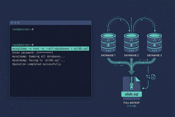 mysqldump all databases — export and import commands