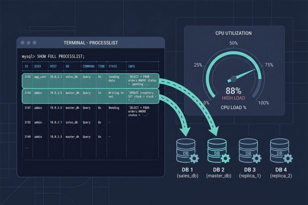 MySQL top CPU usage — PROCESSLIST snapshot and performance_schema digest