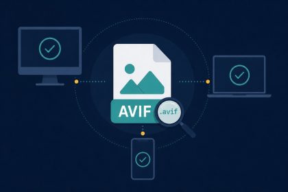 AVIF file opening on three platforms — desktop, laptop, phone