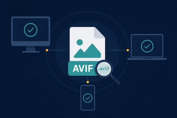 AVIF file opening on three platforms — desktop, laptop, phone