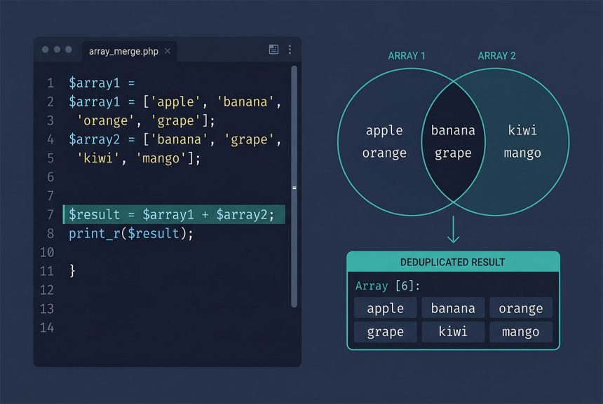 PHP merge arrays without duplicates — union operator and array_unique