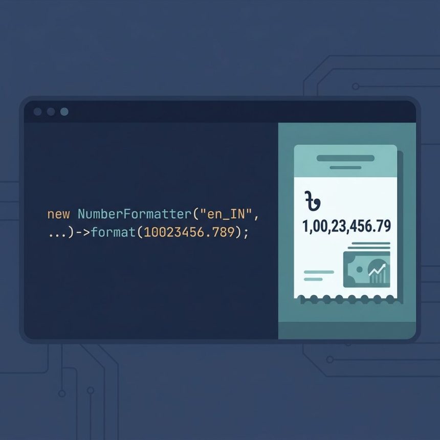 PHP Bangladeshi number format — 1,00,23,456.79 grouping