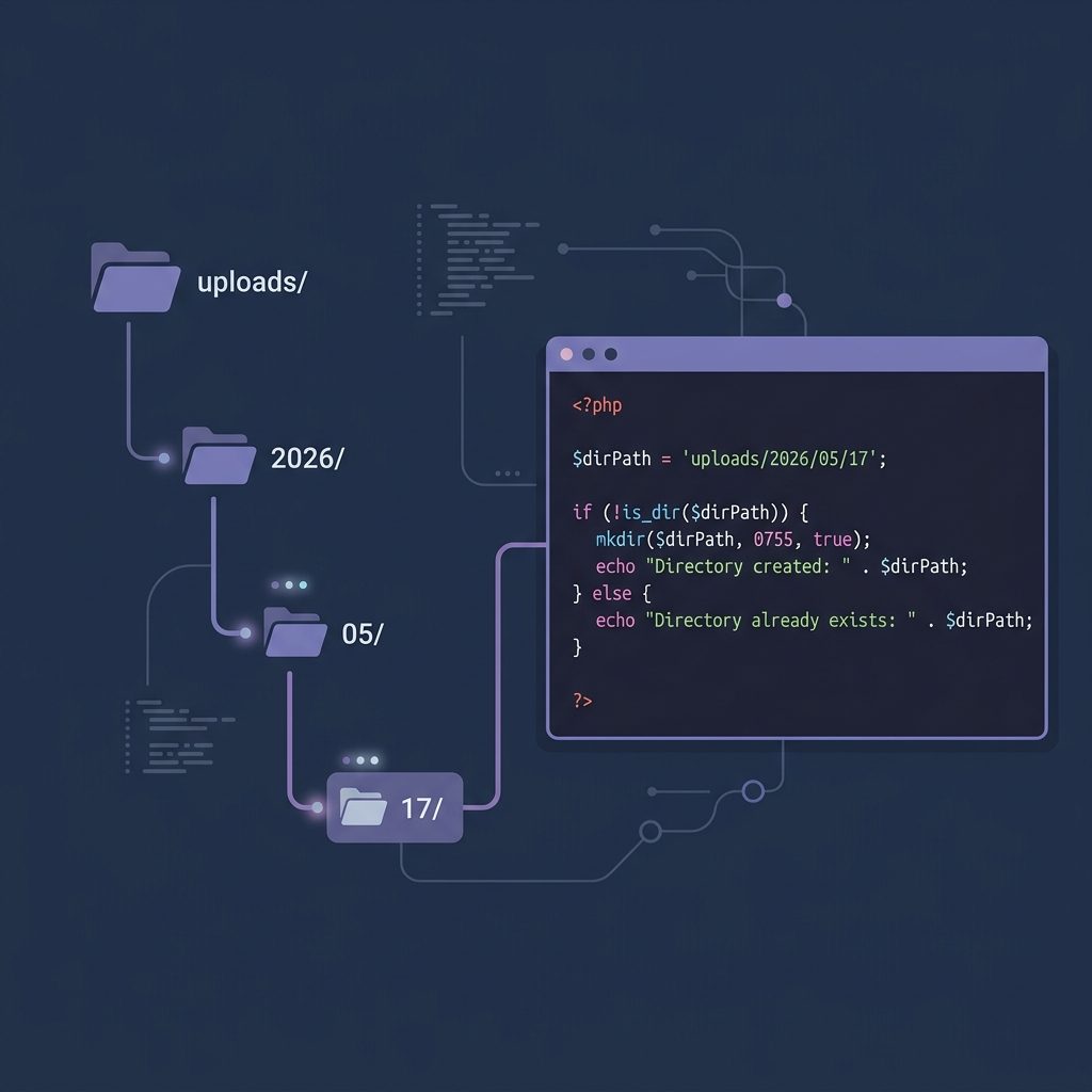 PHP: Create a Folder If It Doesn't Exist (mkdir + is_dir) | how7o