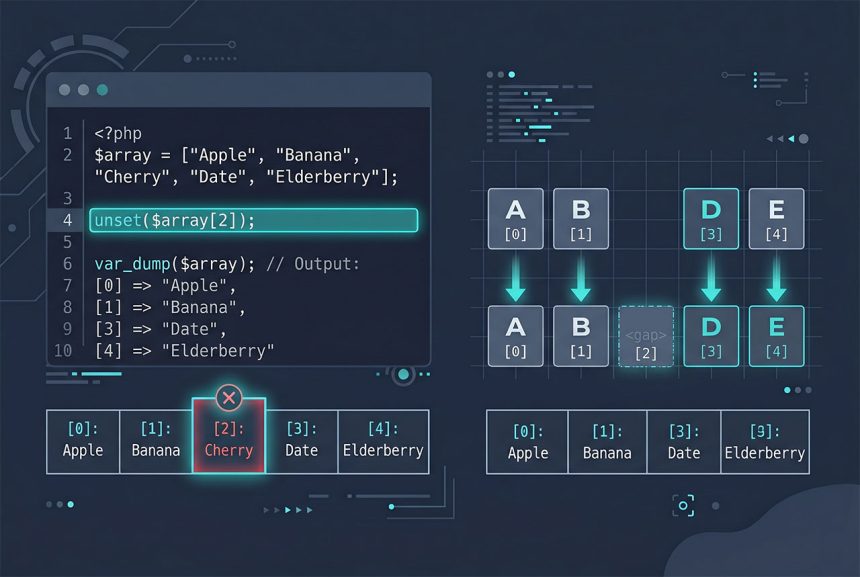 PHP delete array element — unset, array_splice, array_filter, array_search