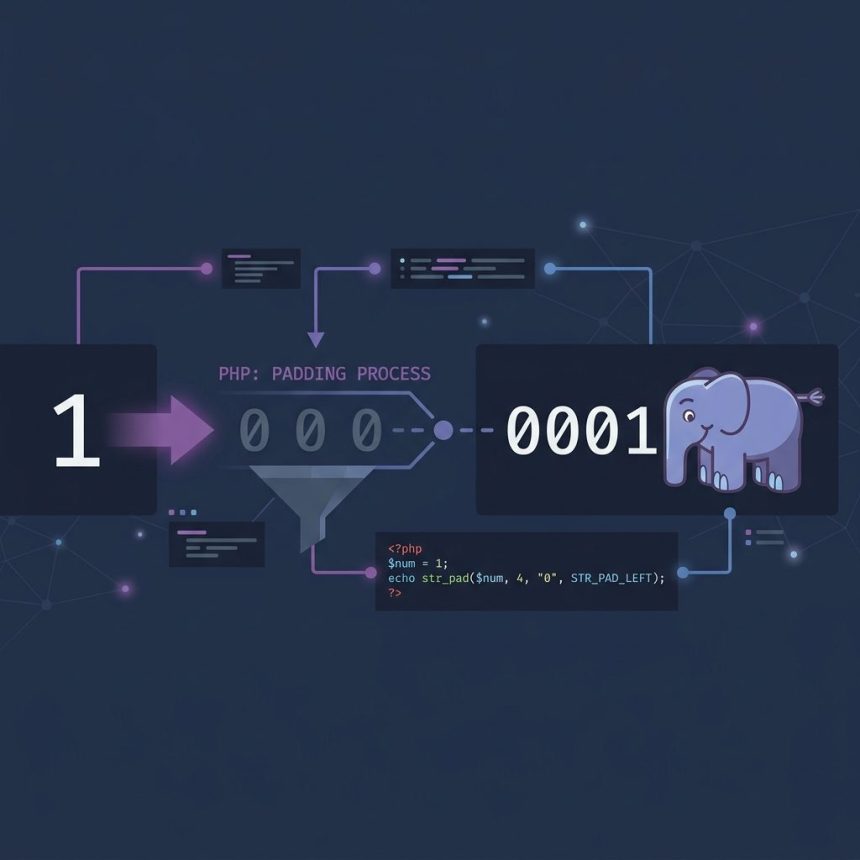 Format a PHP number with leading zeros — sprintf and str_pad