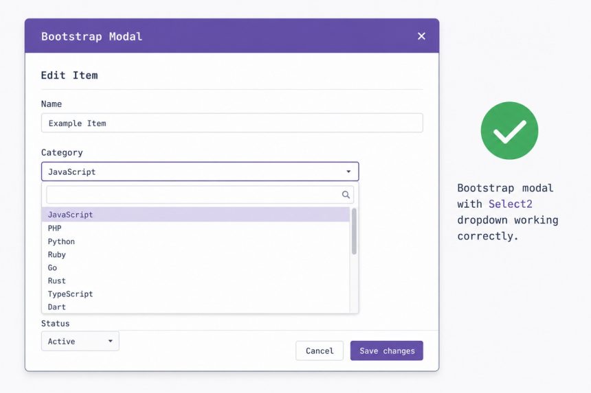 Make Select2 work inside a Bootstrap modal