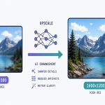Low-resolution pixelated image upscaled to a crisp 4x larger version