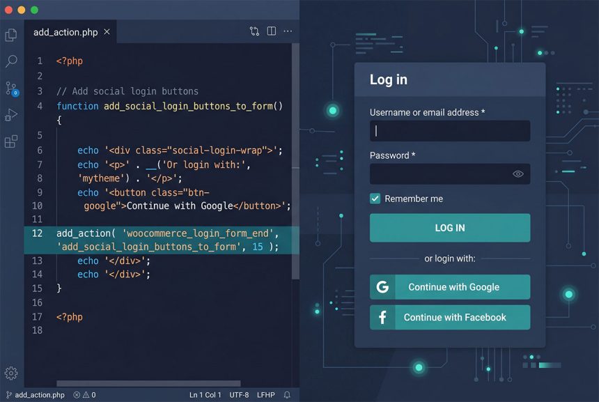 WooCommerce My Account login form hooks — five positions for injecting content
