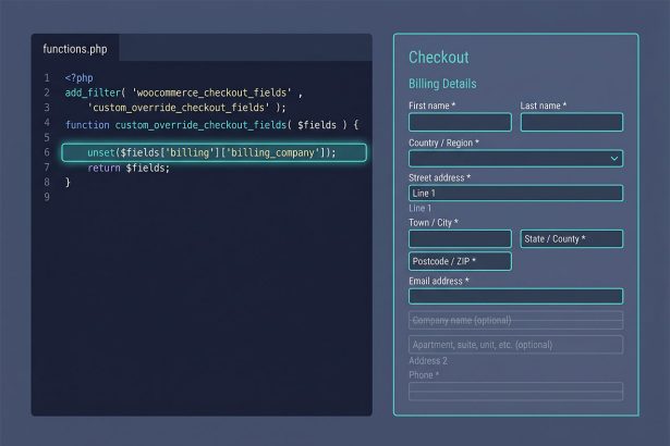WooCommerce remove checkout fields — woocommerce_checkout_fields filter unsetting fields