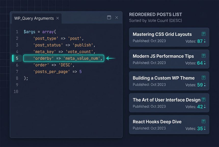 WordPress order posts by meta value — WP_Query or pre_get_posts with meta_value_num