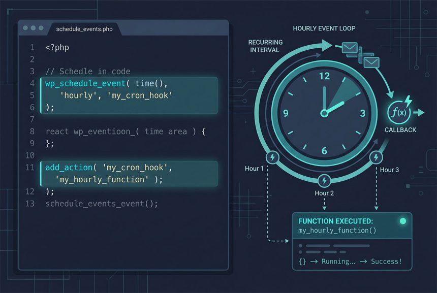 WordPress cron job without a plugin — cron_schedules, wp_schedule_event, and action callback
