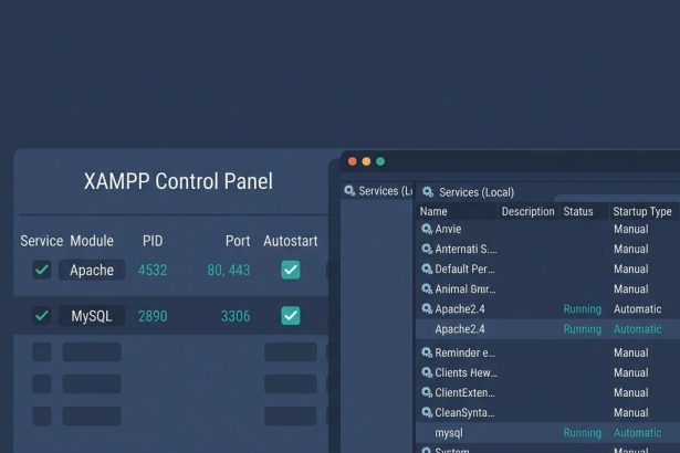 XAMPP autostart Apache and MySQL on Windows — XAMPP Control Panel and services
