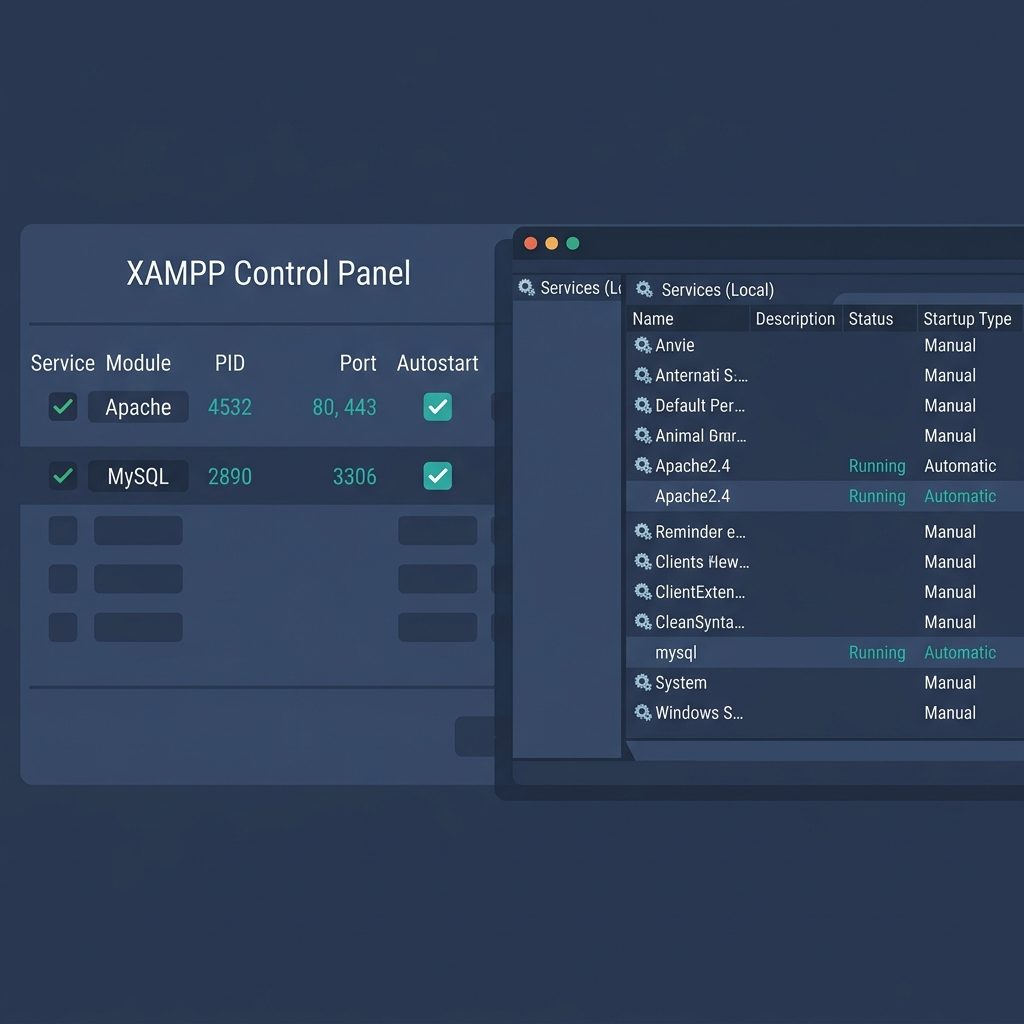 XAMPP Autostart Apache & MySQL on Windows | how7o