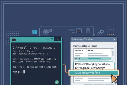 XAMPP MySQL command line on Windows — fixing 'mysql' not recognized