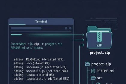 Zip multiple files and directories on Linux — zip -r command